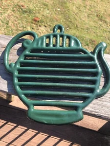 Teiera in metallo ghisa a forma di teiera cucina placca verde da parete 1997 - Foto 1 di 7