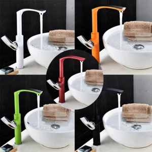Rubinetto miscelatore alto bagno multicolore lavabo lavandino beccuccio girevole montato a ponte - Foto 1 di 7