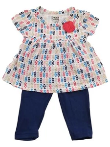 Carters Infant Girls Short Sleeve Blue Geometric Top & Legging Outfit 0-3 Months - Picture 1 of 3