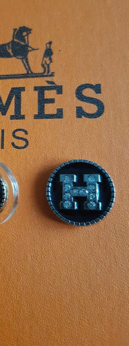 HERMÈS Hermes Bottone elemento cucito (ONE) 20 mm Argento Nero cristalli