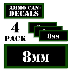 8mm Ammo Can 4x Labels Ammunition Case 3"x1.15" stickers decals 4 pack - Picture 1 of 2