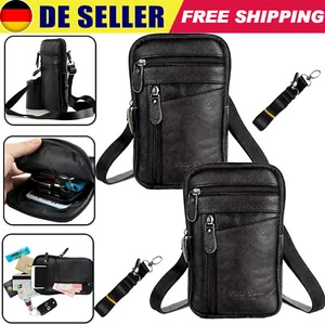 2Stück Multifunktions Umhängetasche aus Leder Handtasche Gürteltasche für Männer - Bild 1 von 12