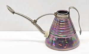 Vintage ~ Purple Iridescent Beehive Glass ~ Watering Can ~ Metal Handle & Spout - Picture 1 of 8