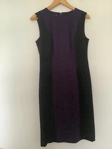 Hobbs Size 10 Purple Black Colour Block Panel Shift Dress, Smart Formal Workwear - Picture 1 of 7
