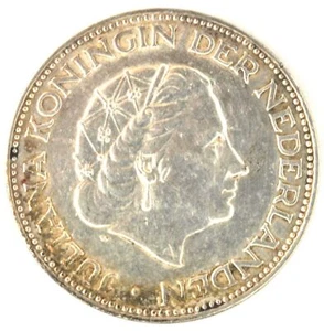 Moneda de plata 1960 Países Bajos 2 1/2 florín florín .720 KM# 185 - Imagen 1 de 2