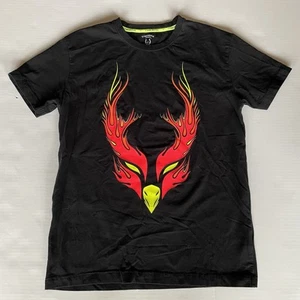 Cyberdog London Club Rave Flourescent Red Flames Phoenix Unisex Black T Shirt L - Picture 1 of 11