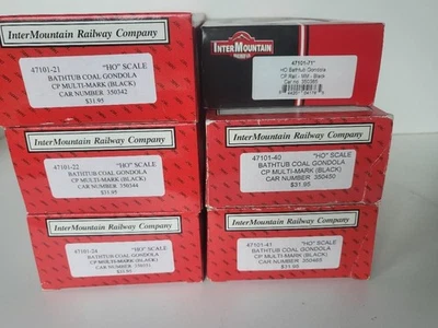 Intermountain Bathtub Coal or Sulphur Gondolas CP Rail x 6 cars, weighted Set#1 - Image 1 of 4