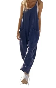NUOVO Free People Movement Supernova Oversized Hot Shot Tuta Medium Navy - Foto 1 di 7