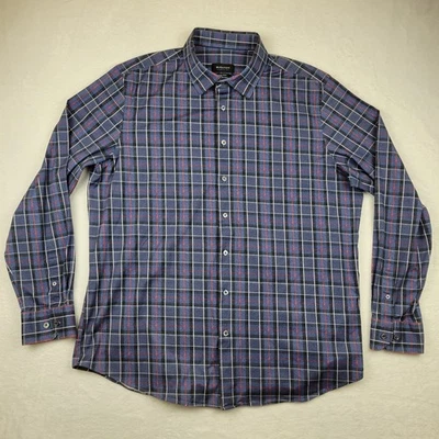 Bugatchi Mens XXLarge Plaid 8 Way Stretch OoohCotton Long Sleeve Button Down - Image 1 of 4