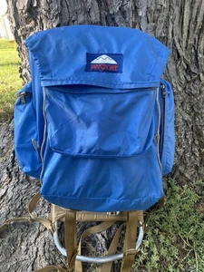 Vintage 70's Jansport Hiking Backpack External Frame Blue - Picture 1 of 11