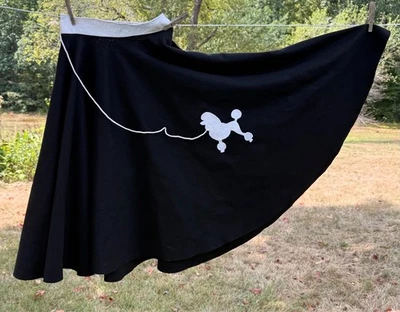 Falda Caniche M Negro Blanco Fieltro Estilo Años 50 Disfraz Halloween Foto 1 de 4