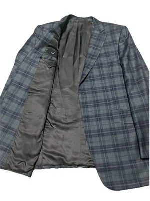 DUNHILL LONDON - 42R - Green Gray Plaid Wool/Cashmere Sport Coat Blazer - Image 1 of 4