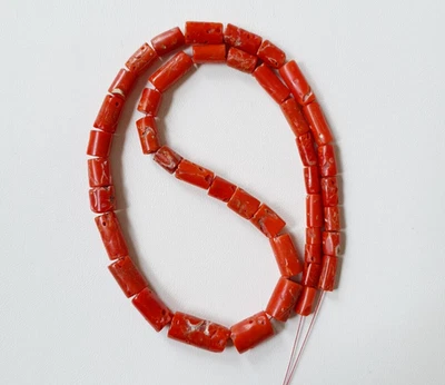 Cuentas pulidas hechas a mano con forma de tambor de tubo de coral italiano... - Imagen 1 de 4