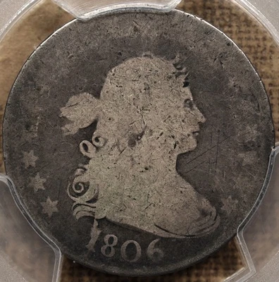 Cuarto busto drapeado 1806 B.9, graduación profesional FR2, monedas raras DavidKahn muy agradables Foto 1 de 4