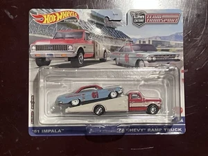 HOT WHEELS 2023 CAR CULTURE TEAM TRANSPORT #54 '61 IMPALA & '72 CHEVY RAMP TRUCK - Picture 1 of 2