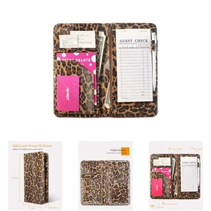 Libro organizador de billetera de leopardo de cuero PU con bolsa con cremallera 5x9 - Imagen 1 de 9