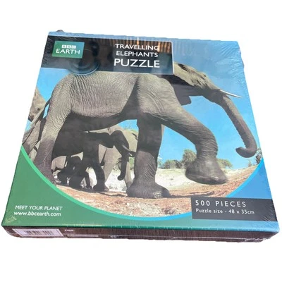 BBC Earth Puzzle Travelling Elephants 500 Piece Jigsaw Brand New Sealed - Image 1 of 4