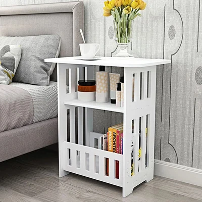 Bedside Table Nightstand Coffee Tea Table  Storage Shelf Small Bedside Table UK - Image 1 of 4