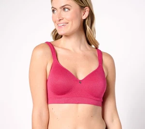 Breezies Women's Bra Sz 38B Lurex Mini Stripe Seamless Wirefree Red A656723 - Picture 1 of 4