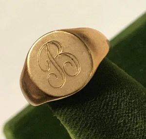 Anillo Vintage Oro 18KT Estampado y Grabado HGE Monograma "B" Talla 4 Marca VARGAS - Imagen 1 de 7
