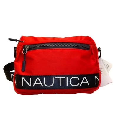 Nautica Men’s Red & Blue Nylon Convertible Adjustable Strap Crossbody Belly Bag - Image 1 of 4