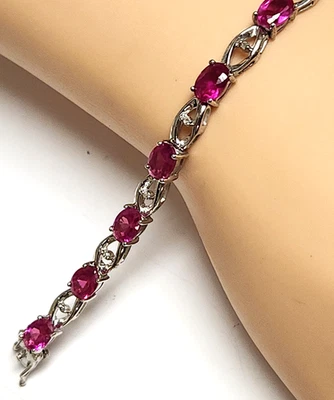 Abras Fine Jewelry Group AFJO Pink Topaz 925 Sterling Silver Tennis Bracelet 7" - Image 1 of 4