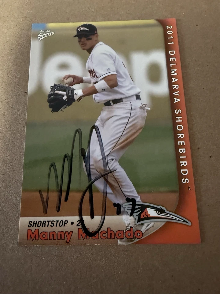 Manny Machado 2011 Delmarva Shorebirds Signed/Auto Card - Image 1 of 2