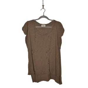 SHOW ME YOUR MUMU $70 High/Low Hem Distressed Slub Tee Olive Green Medium - Picture 1 of 4