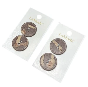 4 Count La Mode brown 2 Holes buttons - 1 Inch (25MM) Style 29297 - Picture 1 of 4