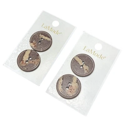 4 Count La Mode brown 2 Holes buttons - 1 Inch (25MM) Style 29297 - Image 1 of 4