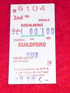 BR TICKET - GODLAMING to GUILDFORD - 5.03.87 - Picture 1 of 1