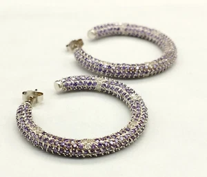 orecchini gioiello donna argento 925 pavè zirconi cerchio pendente made in Italy - Foto 1 di 8