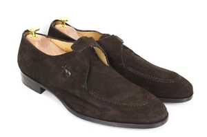SUITSUPPLY Men Formal Shoes EU44 Dark Brown Pure Calf Leather Monk Strap Suede - Picture 1 of 14
