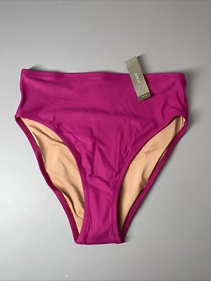 Parte inferior de bikini J Crew tiro alto cobertura completa para mujer pequeña magenta rosa orquídea Foto 1 de 4