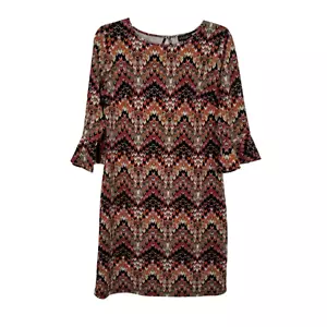 Peach Velvet Womens Dress 12P Multi Colored Pullover Career Formal Boho Stretchy - Picture 1 of 7