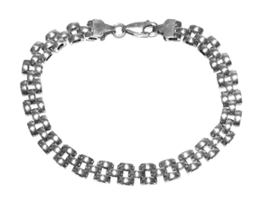MILOR, ITALY, VINTAGE 925 STERLING SILVER BISMARK LINK BRACELET, 7" - Picture 1 of 4
