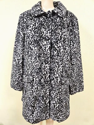 Abrigo Dennis By Dennis Basso Piel Sintética Multicolor Estampado Animal 1X Botón Nuevo con Etiquetas Foto 1 de 4