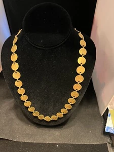 Vintage Premiere Designs Gold Tone Flat Disc Long Necklace - Picture 1 of 3