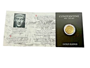 Constantine Oro Colorato Slidus Bizantino Riproduzione Moneta - Picture 1 of 2