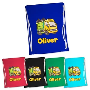 Personalised Garbage Truck Gym Bag for Kids Cotton School Nursery Swim PE Travel - Picture 1 of 11