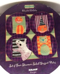 SAKURA Haunted Holiday Halloween Salad/Dessert Plates ZULAUF Designs (Set Of 4). - Picture 1 of 12