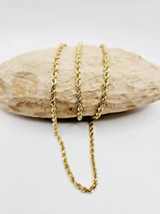 Cadena de cuerda maciza de oro amarillo de 10 quilates L 24 pulgadas x 3,01 mm x 2,95 mm cierre de langosta - Imagen 1 de 7