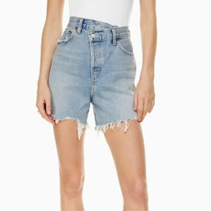 Agolde Criss Cross Short Denim Jeans Damen Blau (Gr. 23) Minimalistisch Chic Unikat - Bild 1 von 9