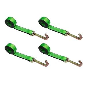 4 Pack Heavy Duty G70 2" x 10' Mini J Hook Towing Strap for Trailer Wrecker - Foto 1 di 7