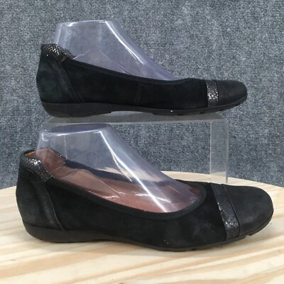 Gabor Shoes Womens US 8.5 UK 6 Slip On Ballet Flats Black Leather Snakeskin - Image 1 of 4