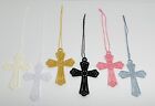 Embroidered Lace Cross Gold Black Pink Blue White Beige