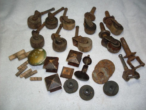 Old Wooden Furniture Dresser Wheels Casters Rollers+ Mixed Lot of 9 Replacement Cover