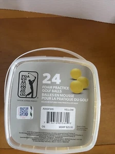 NEW, Set of 24 Yellow PGA TOUR Dimpled Foam Practice Balls - Picture 1 of 2