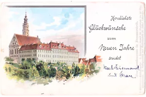 AK Donauwörth Litho Heilig Kreuz Kloster - Herzliche Glückwünsche zu Neuen Jahr - Bild 1 von 2