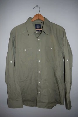 JORDAN CRAIG L большой длинным рукавом дизайнеров рубашка военного зеленый на пуговицах  - Изображение 1 из 4